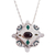 Garnet and malachite pendant necklace, 'Energy Center' - Garnet Malachite and 925 Silver Pendant Necklace from Mexico (image 2a) thumbail