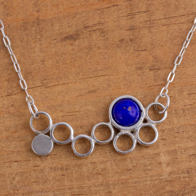 Lapis lazuli pendant necklace, Blue Bubble