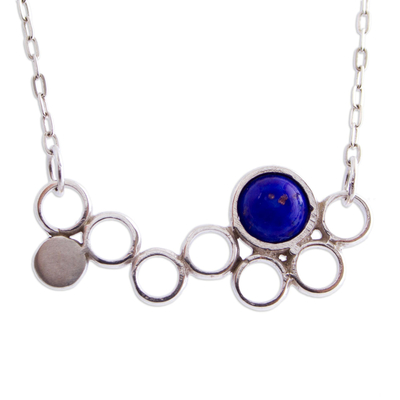 Lapis Lazuli and Sterling Silver Mexican Pendant Necklace