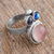 Rose quartz and labradorite cocktail ring, 'Energy in Unity' - Rose Quartz and Labradorite Cocktail Ring from Mexico thumbail