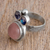 Rose quartz and labradorite cocktail ring, 'Energy in Unity' - Rose Quartz and Labradorite Cocktail Ring from Mexico (image 2b) thumbail