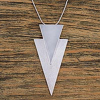 Sterling silver pendant necklace, 'Striking Arrow' - Sterling Silver Triangular Pendant Necklace from Mexico