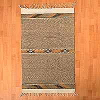 Zapotec wool rug, 'Golden Brown Forest' (2.5x4.5)