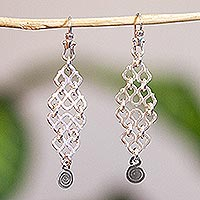 Silver dangle earrings, 'Spiraling Waves' - Handcrafted Sterling Silver Dangle Earrings from Mexico