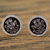 Sterling silver stud earrings, 'Maya Chac Mool' - Mexican Handcrafted Enameled Sterling Silver Stud Earrings (image 2b) thumbail