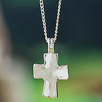Sterling silver cross necklace, 'Bold in the Faith' - Christian Cross Necklace Handcrafted of Sterling Silver