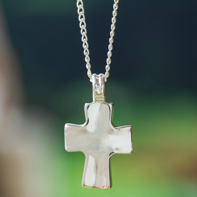Sterling silver cross necklace, Bold in the Faith