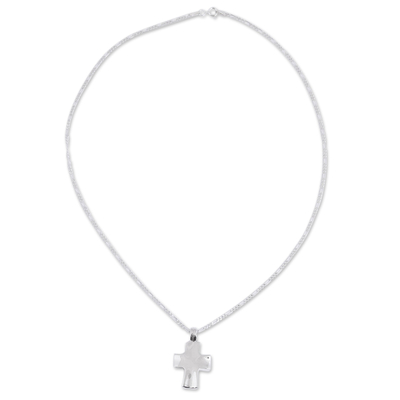 Sterling silver cross necklace, 'Bold in the Faith' - Christian Cross Necklace Handcrafted of Sterling Silver