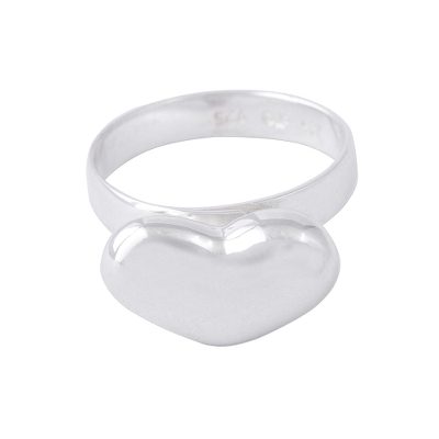 Sterling silver cocktail ring, 'Love from the Heart' - Modern Handcrafted Taxco Sterling Silver Heart Theme Ring
