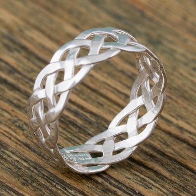 Sterling Silver Braid Motif Band Ring from Mexico