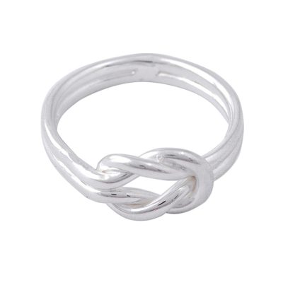 Sterling silver ring, 'For Infinity' - Handcrafted Lightweight Sterling Silver Infinity Knot Ring