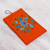 Cotton cell phone case, 'Mandarin Dream' - Embroidered Cotton Floral Cell Phone Case in Mandarin thumbail