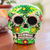Ceramic mask, 'Skeleton Fiesta' - Handcrafted Floral Ceramic Skeleton Mask (image 2) thumbail