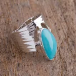 Turquoise cocktail ring, 'Imperial Crown' - Turquoise and Sterling Silver Cocktail Ring from Mexico