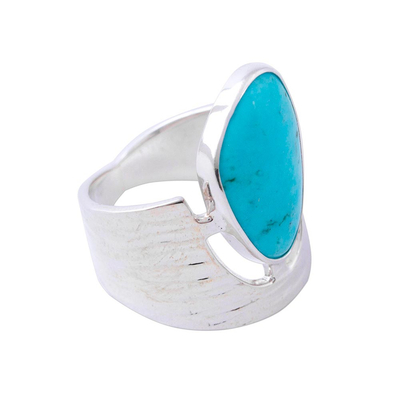Turquoise cocktail ring, 'Imperial Crown' - Turquoise and Sterling Silver Cocktail Ring from Mexico