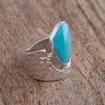 Turquoise cocktail ring, 'Imperial Crown' - Turquoise and Sterling Silver Cocktail Ring from Mexico