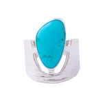 Turquoise cocktail ring, 'Imperial Crown' - Turquoise and Sterling Silver Cocktail Ring from Mexico