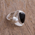 Obsidian and cultured pearl cocktail ring, 'Artistic Moon' - Obsidian and Cultured Pearl Cocktail Ring from Mexico (image 2) thumbail