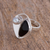 Obsidian and cultured pearl cocktail ring, 'Artistic Moon' - Obsidian and Cultured Pearl Cocktail Ring from Mexico (image 2b) thumbail