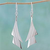 Silver dangle earrings, 'Freedom of Movement'