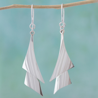 Silver dangle earrings, 'Freedom of Movement' - High-Polish 950 Silver Dangle Earrings from Mexico