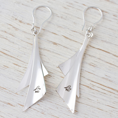 Silver dangle earrings, 'Freedom of Movement' - High-Polish 950 Silver Dangle Earrings from Mexico