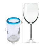 Handblown drink glasses, 'Aqua Kiss' (set of 6) - Set of Six Hand-Blown Recycled Juice Glasses from Mexico