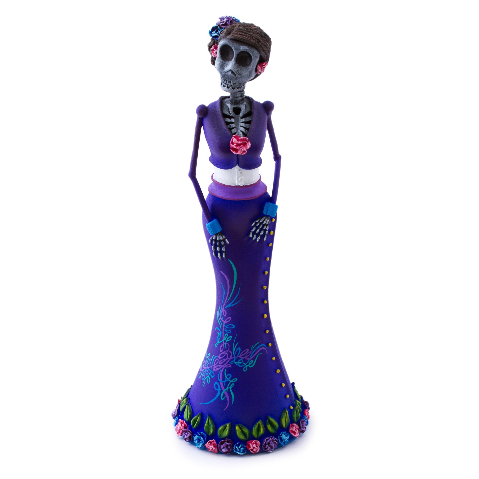 Hand Painted Ceramic Catrina Sculpture in Blue-Violet - Blue-Violet ...