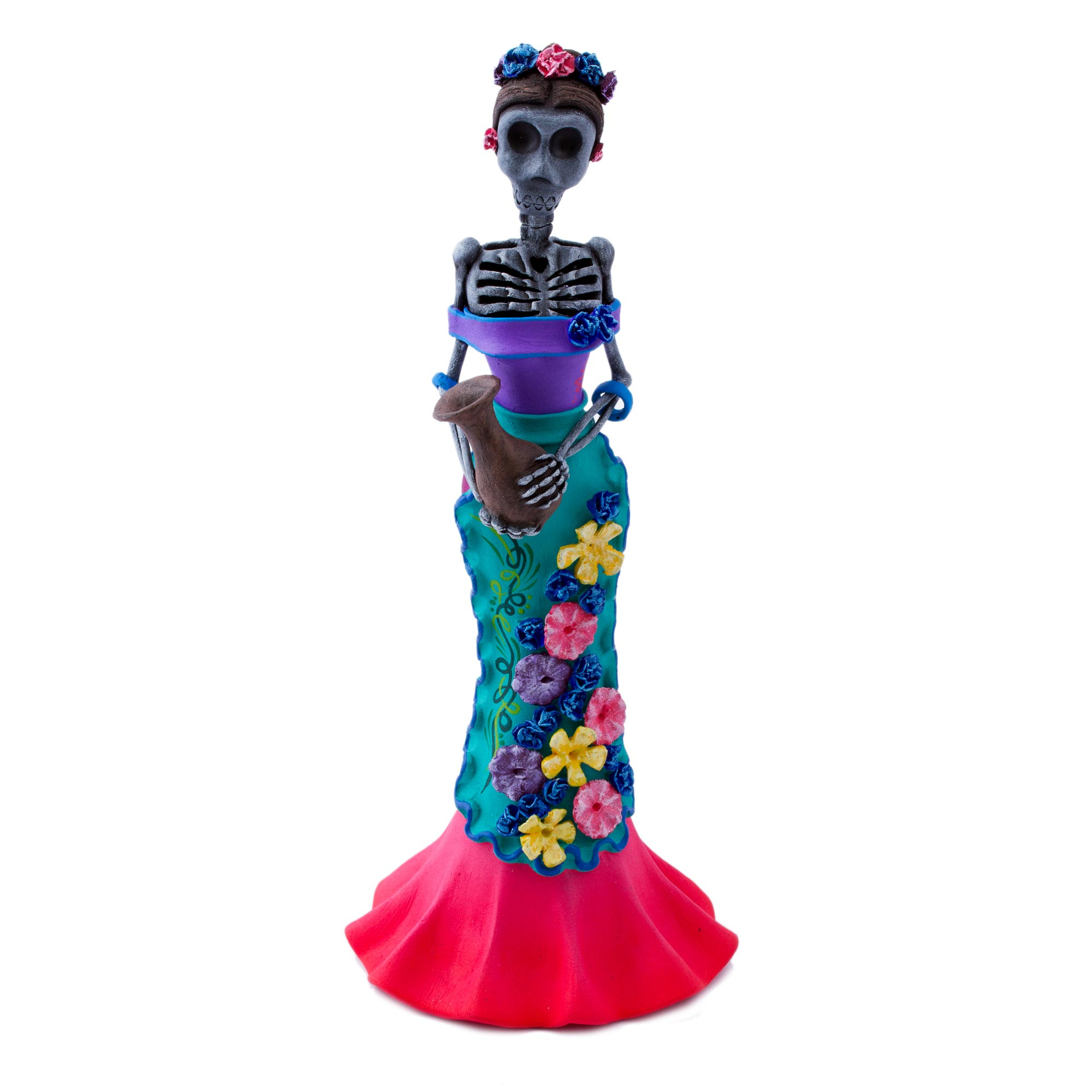 Hand Painted Catrina Sculpture in Strawberry and Violet - Catrina with ...