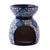 Ceramic oil warmer, 'Guanajuato Blue' - Handcrafted Floral Geometric Ceramic Oil Warmer