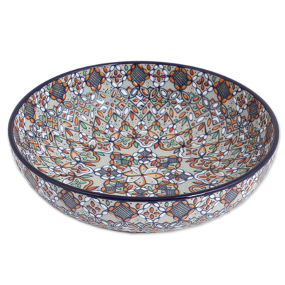 Ceramic fruit bowl, 'Guanajuato Festivals' - Hand-Painted Ceramic Fruit Bowl from Mexico
