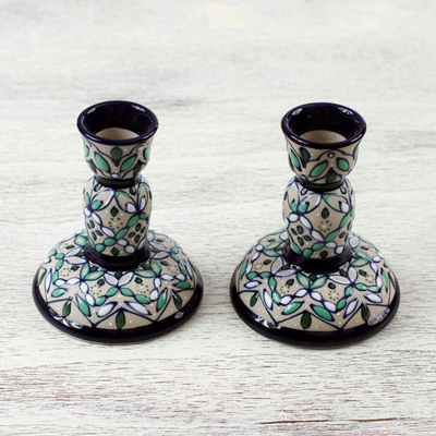 Ceramic candlesticks, Green Valley  (pair)