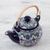 Keramik-Teekanne und Tassen, (Set für 4) - Handgefertigtes Keramik-Teekannen- und 4-Tassen-Set in Grün und Blau