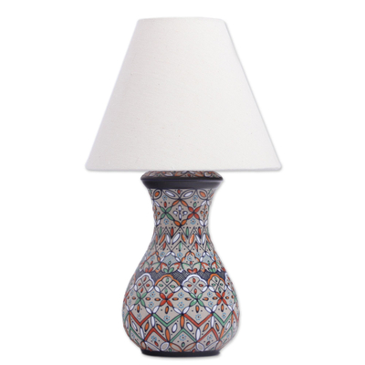 Hand-Painted Multicolored Ceramic Table Lamp from Mexico
