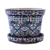 Small ceramic planter and saucer, 'Guanajuato Azul' - Artisan Crafted Plant Pot and Saucer in Blue and Green (image 2a) thumbail