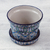 Small ceramic planter and saucer, 'Guanajuato Azul' - Artisan Crafted Plant Pot and Saucer in Blue and Green (image 2b) thumbail