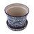 Small ceramic planter and saucer, 'Guanajuato Azul' - Artisan Crafted Plant Pot and Saucer in Blue and Green (image 2e) thumbail