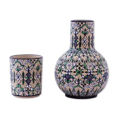Fair Trade Ceramic Carafe and Cup Set from Mexico (Pair)