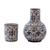 Ceramic carafe and cup set, 'Green Valley' (pair) - Fair Trade Ceramic Carafe and Cup Set from Mexico (Pair)