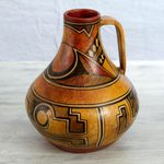 Ceramic decorative vase, 'Legacy of the North' - Handcrafted Vintage Style Ceramic Pitcher Vase from Mexico