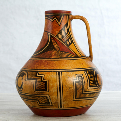 Keramische Ziervase, 'Vermächtnis des Nordens' - Handgefertigte Vintage-Stil Keramik Krug Vase aus Mexiko