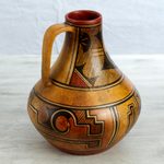 Ceramic decorative vase, 'Legacy of the North' - Handcrafted Vintage Style Ceramic Pitcher Vase from Mexico