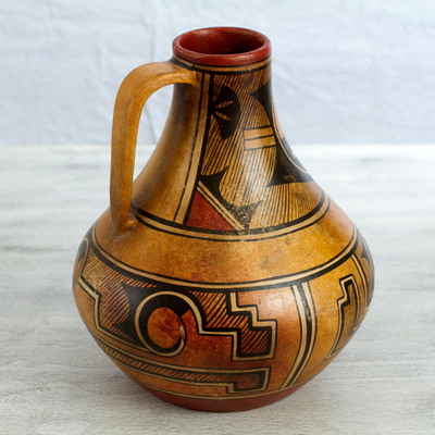 Jarrón decorativo de cerámica, 'Legacy of the North' - Jarrón de jarra de cerámica de estilo vintage hecho a mano de México
