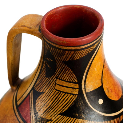 Ceramic decorative vase, 'Legacy of the North' - Handcrafted Vintage Style Ceramic Pitcher Vase from Mexico