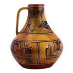 Ceramic decorative vase, 'Legacy of the North' - Handcrafted Vintage Style Ceramic Pitcher Vase from Mexico
