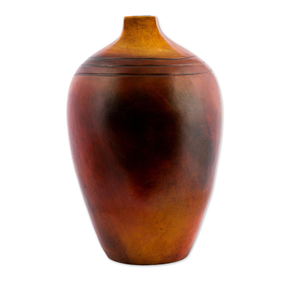 Dekorative Vase aus Keramik, 'Village Wisdom'. - Dekorative Keramikvase mit quadratischem Ausguss aus Mexiko