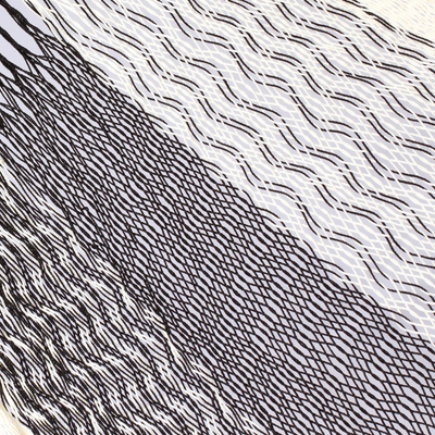 Hammock, 'Night Stripes' (double) - Handwoven Double Hammock in Black and Natural from Mexico