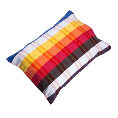 Cotton bedspread and pillowcases, 'Beautiful Rainbow' (twin) - Twin Cotton Bedspread and Pillowcases with Stripes