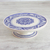 Majolica ceramic cake stand, 'Floral Tradition' (12 inch) - Handcrafted Blue Floral Ceramic Cake Stand (12 Inch) (image 2b) thumbail