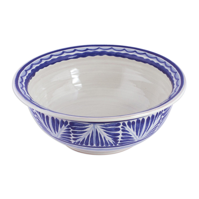 Ceramic serving bowl, 'Taste of Mexico' - Hand-Painted Traditional Majolica Ceramic Bowl from Mexico